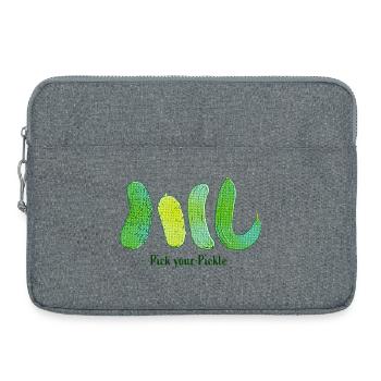 Pick Your Pickle: Green Cucumber Art - Laptop bag 15" - heather grey - Front