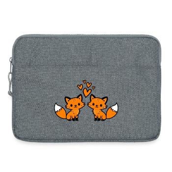 Amour du couple renard - Sacoche pour ordinateur portable 15 pouces - gris chiné - Devant