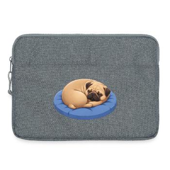 Cute Pug Cartoon Dog Cuddling Resting - Laptop bag 15" - heather grey - Front
