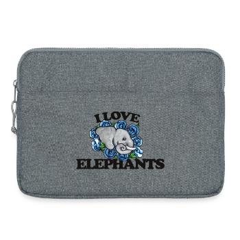 I Love Elephants and Blue Roses - Laptop bag 15" - heather grey - Front