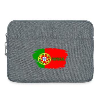 Portugal Flagge / Geschenk Lissabon Westeuropa - Laptoptasche 15" - Grau meliert - Vorne