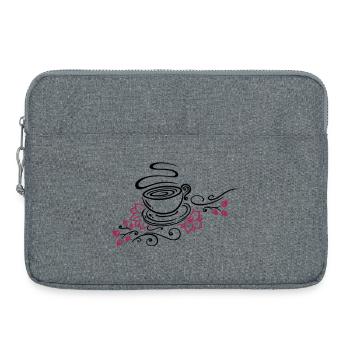 Thé, tasse à thé, thé, fleurs de cerisier - Sacoche pour ordinateur portable 15 pouces - gris chiné - Devant
