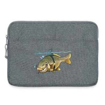 Shark Carp Lustiges Angelzeichentrick-Design - Laptoptasche 15" - Grau meliert - Vorne