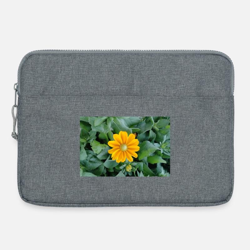 Gelbe Strahlenblüte - Laptoptasche 15" - Grau meliert