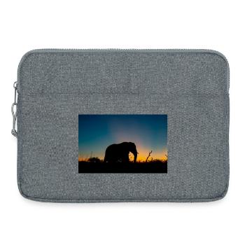 Silhouettenfoto eines Elefanten während der Goldenen Stunde - Laptoptasche 15" - Grau meliert - Vorne