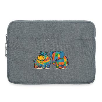 Colorful Elephant Hippopotamus Pets - Laptop bag 15" - heather grey - Front