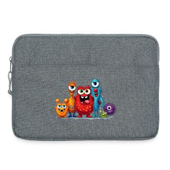 Bunte Monster Familie im Cartoon Stil  - Laptoptasche 15" - Grau meliert - Vorne