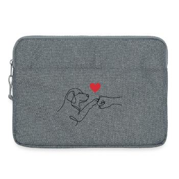 Beste Freunde Pfote Faust - Line Art Hund Herz - Laptoptasche 15" - Grau meliert - Vorne