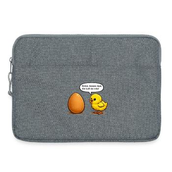Un poussin qui appelle son pote dans l’œuf, jeu de mots de dessin animé - Sacoche pour ordinateur portable 15 pouces - gris chiné - Devant