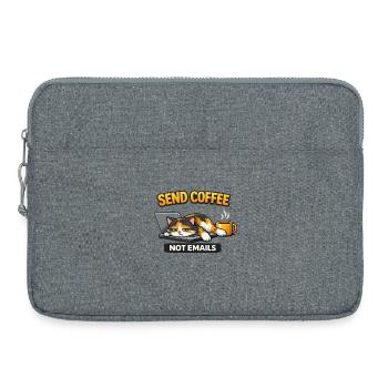 Envoyez du café, pas des e-mails à Chat – Chemise de travail drôle - Sacoche pour ordinateur portable 15 pouces - gris chiné - Devant