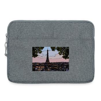 Ambiance du soir parisien à la tour Eiffel - Sacoche pour ordinateur portable 15 pouces - gris chiné - Devant