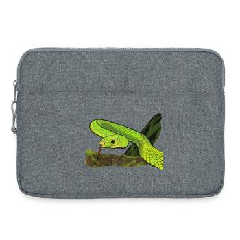 Leuchtende Grüne Schlange im Dschungel - Laptoptasche 15" - Grau meliert - Vorne