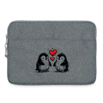 Verliebte Pinguine halten Herzen - Laptoptasche 15" - Grau meliert - Vorne
