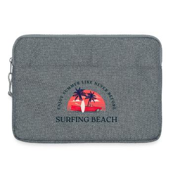 Plage d’été Surf avec des palmiers - Sacoche pour ordinateur portable 15 pouces - gris chiné - Devant