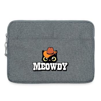Motif chat avec chapeau de cowboy - Sacoche pour ordinateur portable 15 pouces - gris chiné - Devant