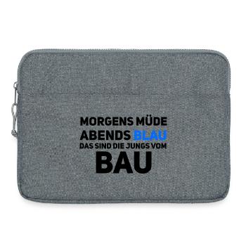 Morgens müde – Abends blau, Jungs vom Bau - Laptoptasche 15" - Grau meliert - Vorne