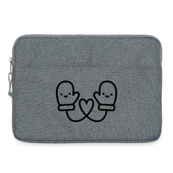 Süße Handschuhe mit Herz | Winter Liebe - Laptoptasche 15" - Grau meliert - Vorne