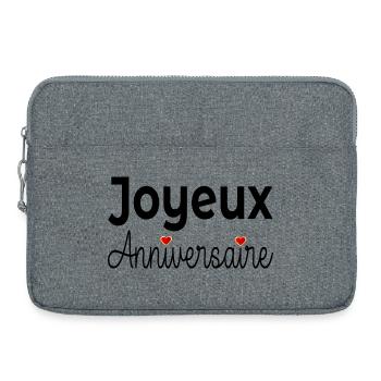 Joyeux Anniversaire Cœur - Sacoche pour ordinateur portable 15 pouces - gris chiné - Devant