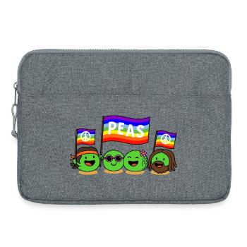 Pois et amour, jeu de mots drôle sur les pois hippies - Sacoche pour ordinateur portable 15 pouces - gris chiné - Devant