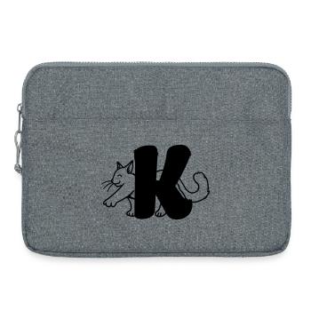 Lettre K chat - Sacoche pour ordinateur portable 15 pouces - gris chiné - Devant