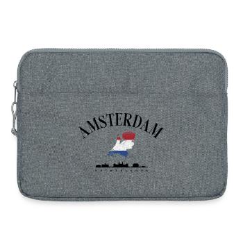 Carte des Pays-Bas avec drapeau néerlandais - Sacoche pour ordinateur portable 15 pouces - gris chiné - Devant