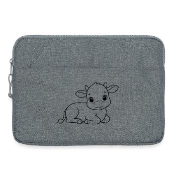 Lying Calf Cow Baby Outline - Laptop bag 15" - heather grey - Front