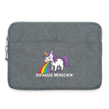 Licorne drôle Je déteste les gens Arc-en-ciel - Sacoche pour ordinateur portable 15 pouces - gris chiné - Devant