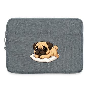 Cute Pug Lying Relaxed Cartoon - Laptop bag 15" - heather grey - Front