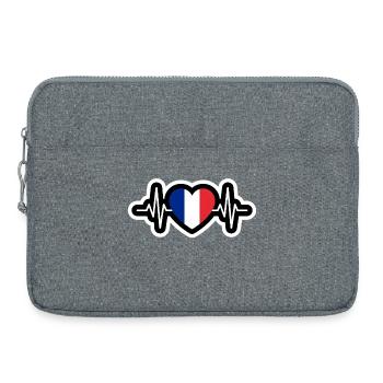 France Herzschlag-Aufkleber - Laptoptasche 15" - Grau meliert - Vorne