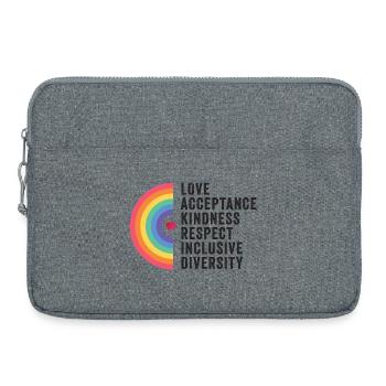 Mois de la fierté LGBT - Amour. Acceptation. Bonté. - Sacoche pour ordinateur portable 15 pouces - gris chiné - Devant
