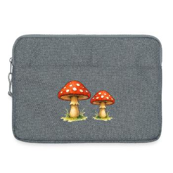 Red toadstools in the grass - Laptop bag 15" - heather grey - Front