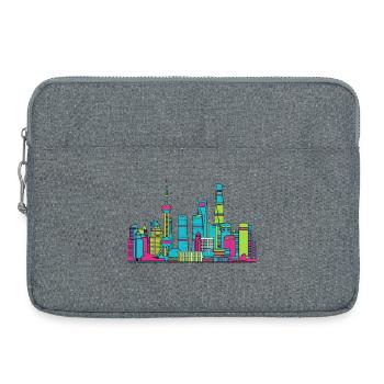 Shanghai City Skyline: Orientalische Perlenlinienzeichnung - Laptoptasche 15" - Grau meliert - Vorne
