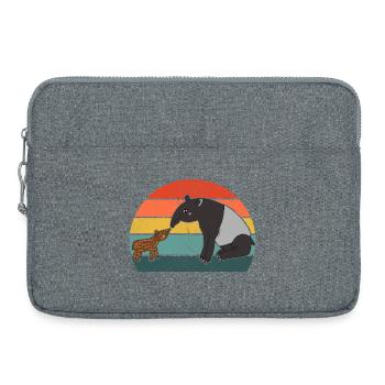 Tapir Familie Mutter Kind Baby Vintage Geschenk - Laptoptasche 15" - Grau meliert - Vorne