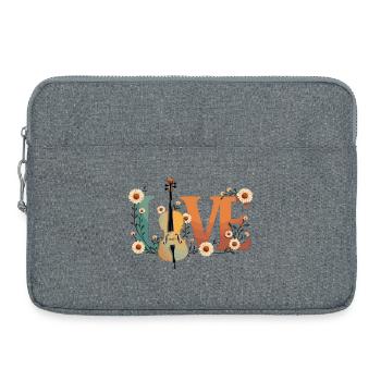 Love Cello Liebe mit Blumen für Cellisten - Laptoptasche 15" - Grau meliert - Vorne