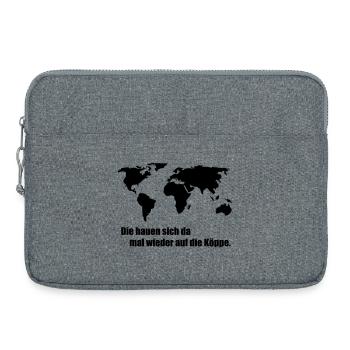 World map - Laptop bag 15" - heather grey - Front