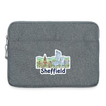 Sheffield Skyline Rathaus Kunstturm Kunst - Laptoptasche 15" - Grau meliert - Vorne