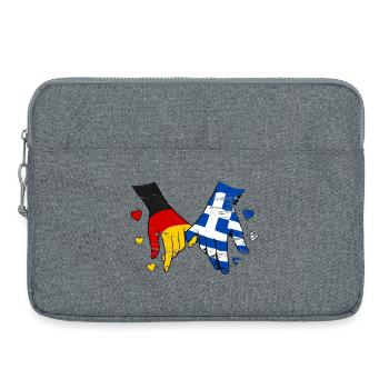 Deutschland Griechenland Flagge Händehalten - Laptoptasche 15" - Grau meliert - Vorne