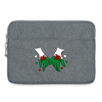 Wales_Flagge_Haendehalten - Sacoche pour ordinateur portable 15 pouces - gris chiné - Devant