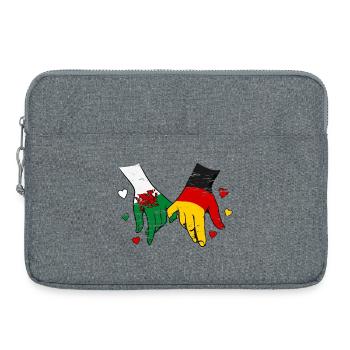Wales_Deutschland_Flagge_Haendehalten_used - Sacoche pour ordinateur portable 15 pouces - gris chiné - Devant