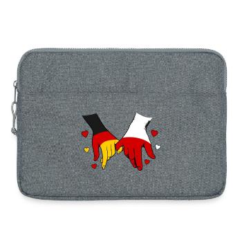 Deutschland Polen Flaggen Händehalten - Laptoptasche 15" - Grau meliert - Vorne
