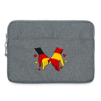 Deutschland_Spanien_Flagge_Haendehalten - Sacoche pour ordinateur portable 15 pouces - gris chiné - Devant