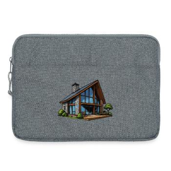 Glasfront Holzhaus Chalet - Laptoptasche 15" - Grau meliert - Vorne