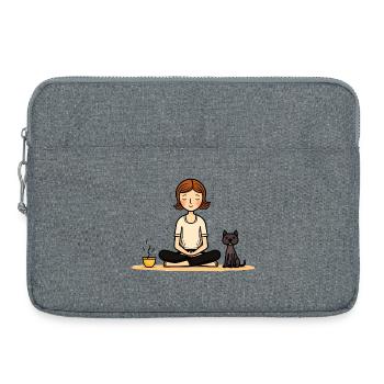 Yoga Chien et Café - Sacoche pour ordinateur portable 15 pouces - gris chiné - Devant