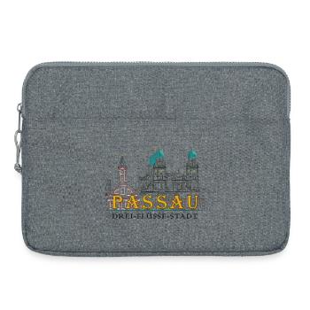 Vue Sur Le Danube De Passau, Bavière, Allemagne, Dessin - Sacoche pour ordinateur portable 15 pouces - gris chiné - Devant