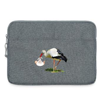 Cigogne avec bébé dans une écharpe - Sacoche pour ordinateur portable 15 pouces - gris chiné - Devant