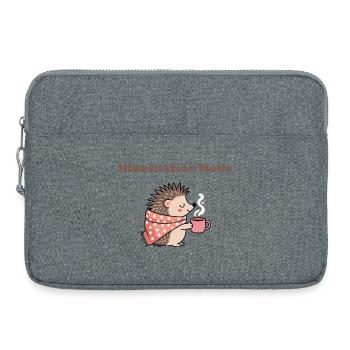Winterschlafmodus – Süßer Igel mit heißem Getränk - Laptoptasche 15" - Grau meliert - Vorne