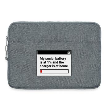 Ma batterie sociale est à 1 % - Sacoche pour ordinateur portable 15 pouces - gris chiné - Devant