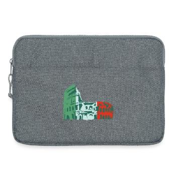 🍝 Italie Colisée Vert Rouge Blanc Drapeau - Sacoche pour ordinateur portable 15 pouces - gris chiné - Devant