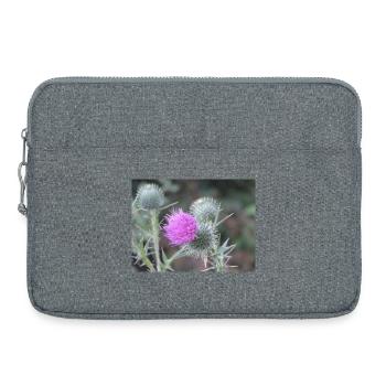 Violetten Distelblüten-Muster - Laptoptasche 15" - Grau meliert - Vorne