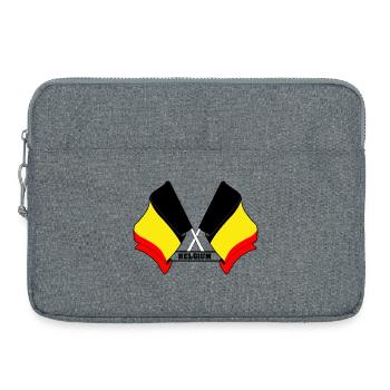 Drapeaux croisés de la Belgique - Sacoche pour ordinateur portable 15 pouces - gris chiné - Devant